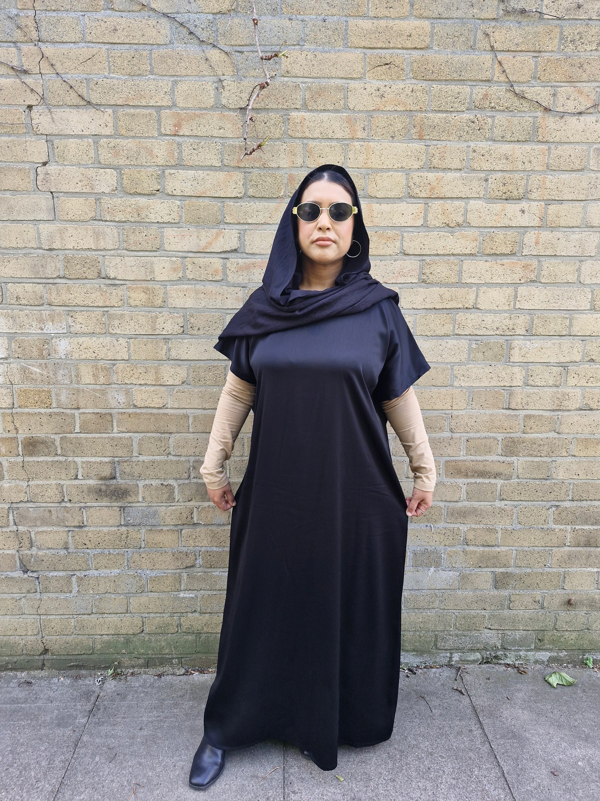Black Inner Slip Dress short sleeve The ABAYA Black Inner Slip Dress short sleeve The ABAYA