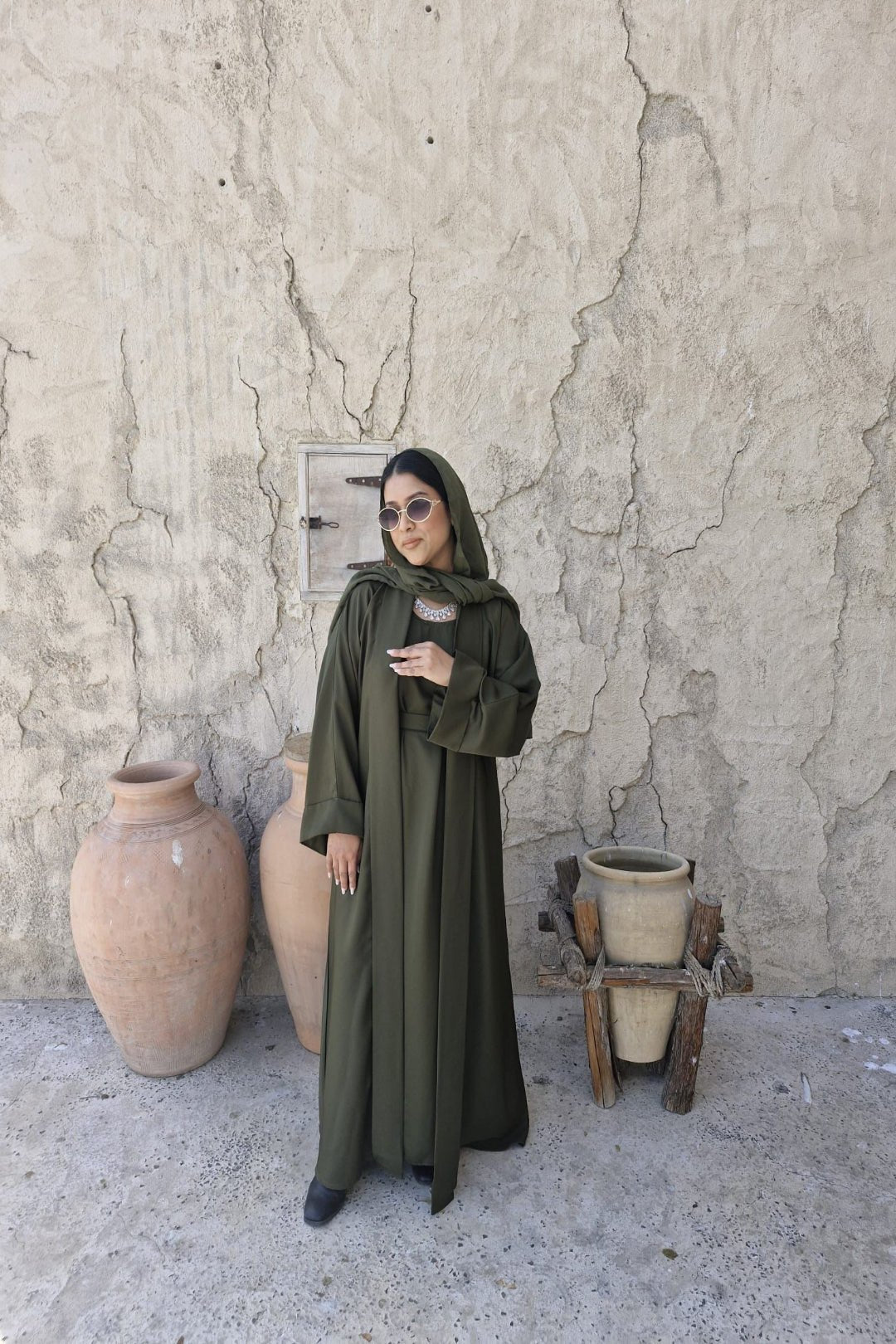 SHAPLA OLIVE GREEN ABAYA - The ABAYA