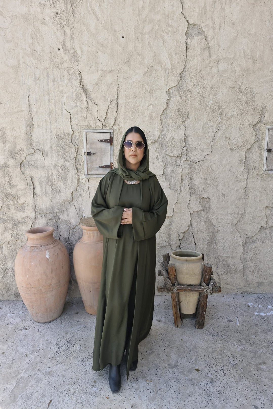 SHAPLA OLIVE GREEN ABAYA - The ABAYA