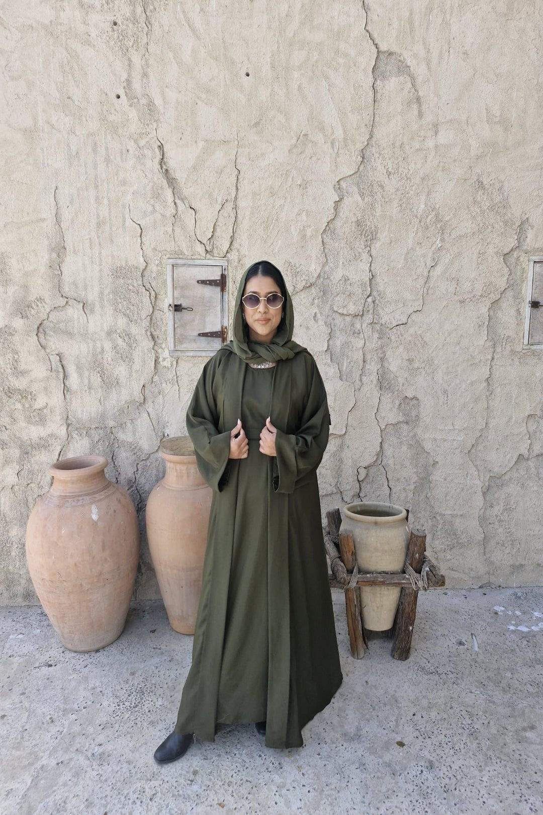 SHAPLA OLIVE GREEN ABAYA - The ABAYA