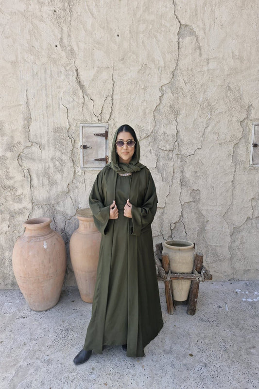 SHAPLA OLIVE GREEN ABAYA - The ABAYA