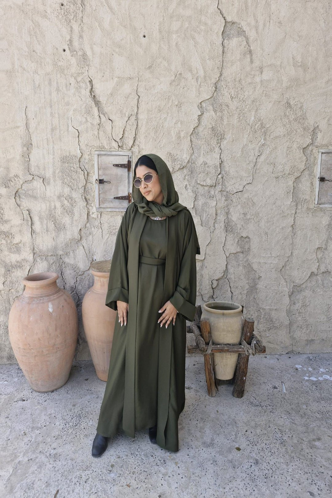 SHAPLA OLIVE GREEN ABAYA - The ABAYA