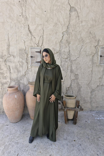 SHAPLA OLIVE GREEN ABAYA - The ABAYA